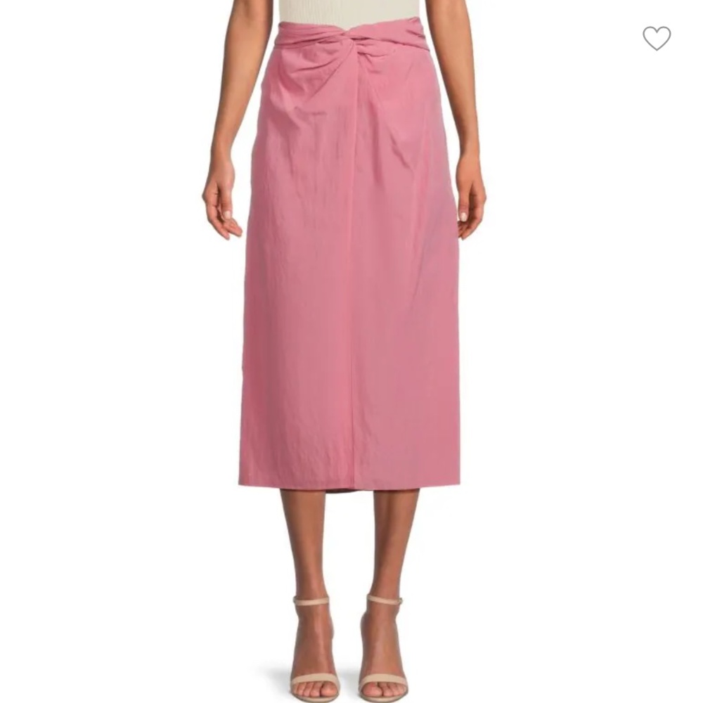 Vince Pink Ruched Midi Front Slit Midi Skirt